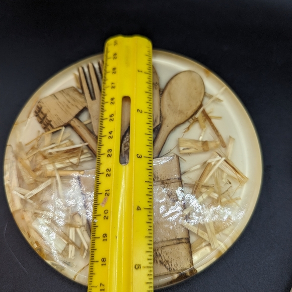 Vintage Spoon Rest  and Trivet Lucite Dried Flowers Baskets Boho Decor - Picture 5 of 8